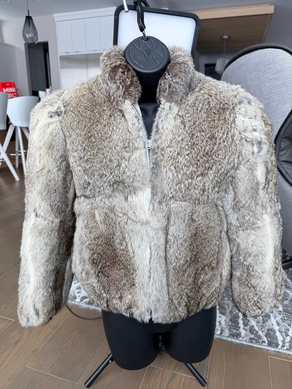 PRINCESS Caravelle Rabit Fur BOMBER JACKET S, petite small 14 youth